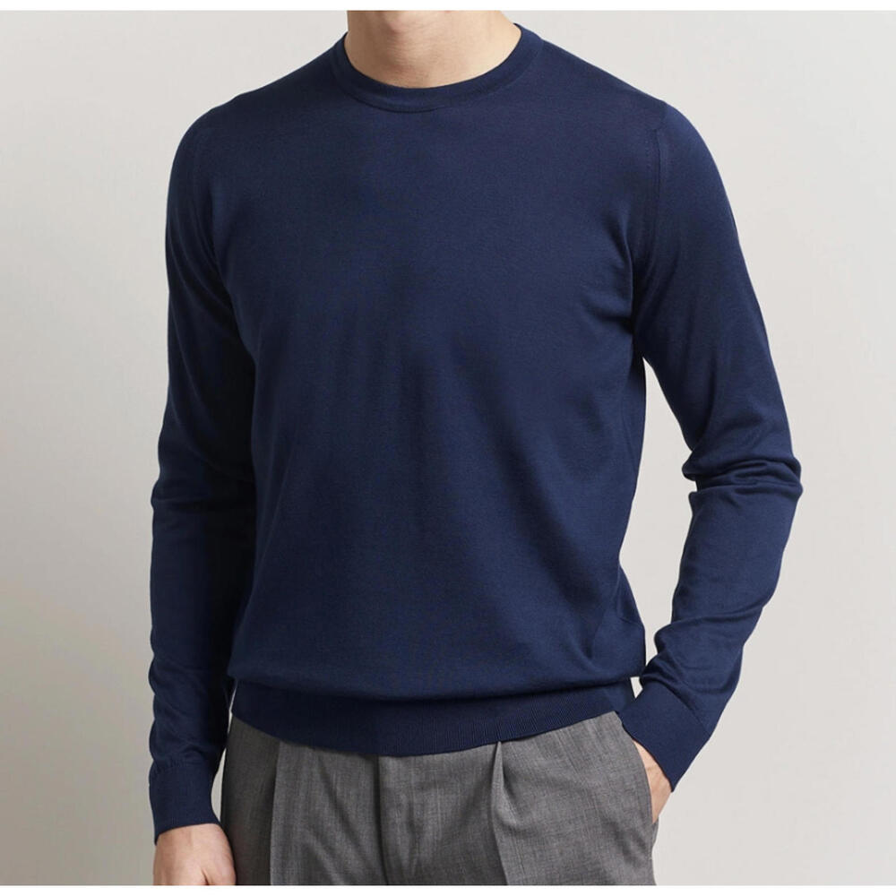 JOHN SMEDLEY Mens navy virgin wool Crewneck sweater sz M